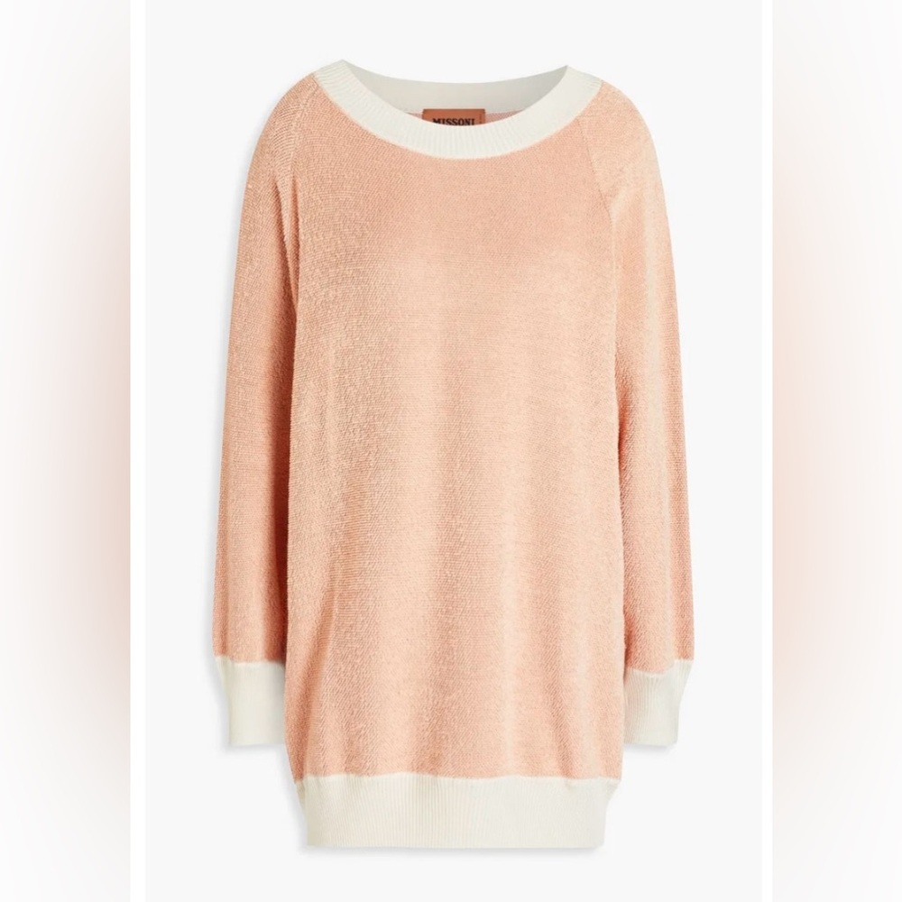Missoni Boucle Knit Light Orange and Cream Sweater